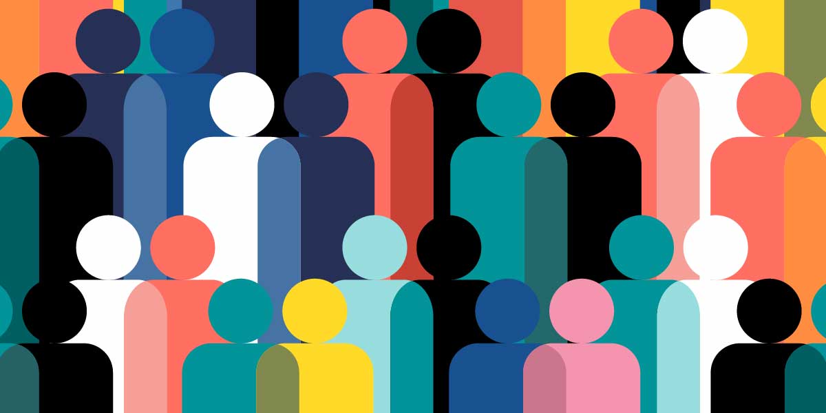 bold color illustration of people